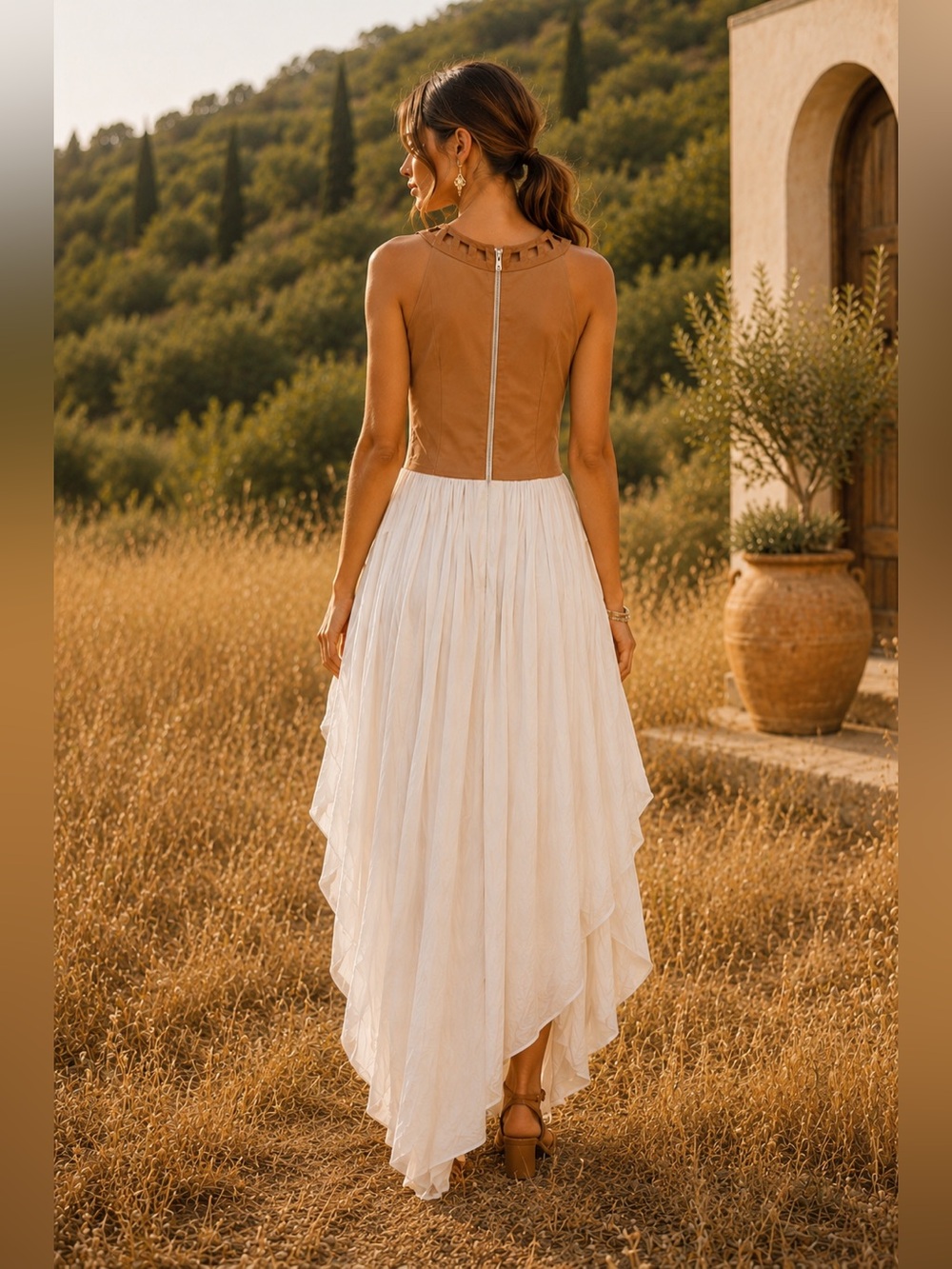 Aje Leather Cutwork High-Low Bubble Hem Dress l Bohemian Rare Archival 🤎 Small - Picture 3 of 15